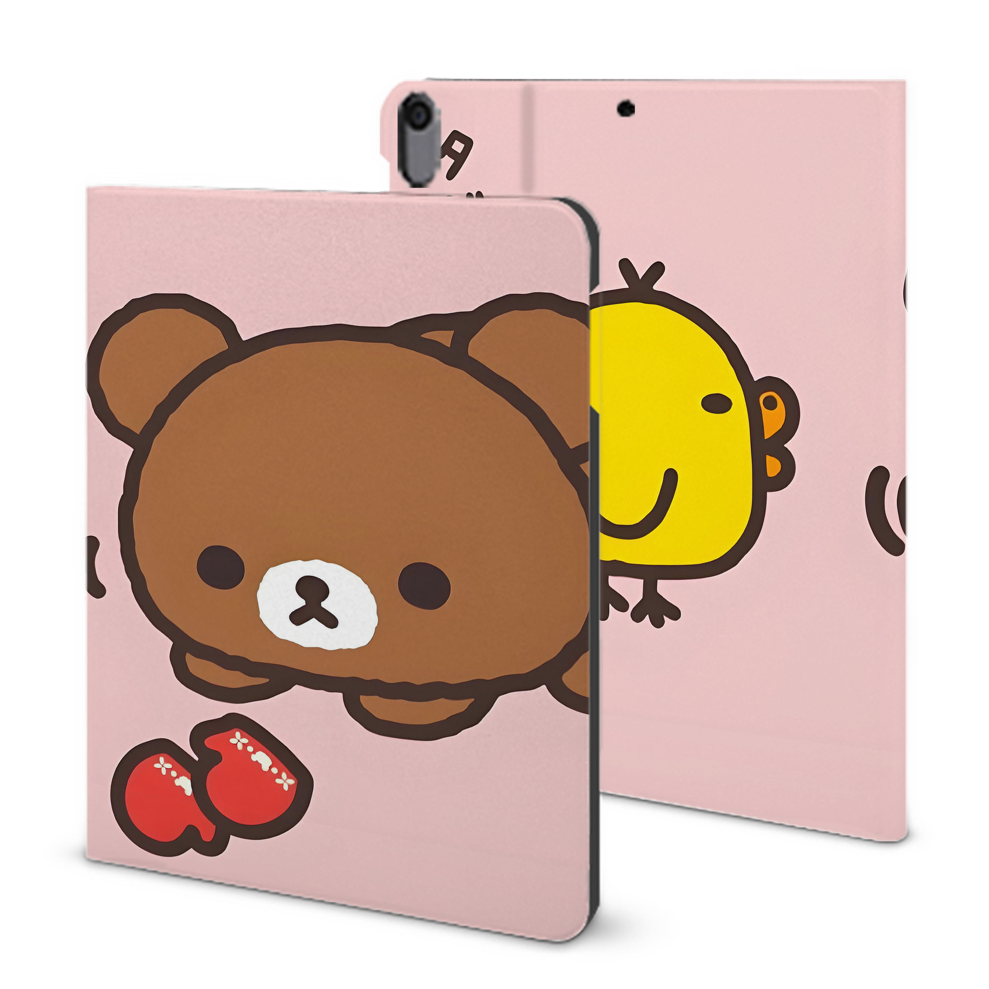 （画像用） リラックマ リラックマ キイロイトリ Rilakkuma Korilakkuma Kiiroitori IPad ケース ブック型 PUレザー TPU 耐衝撃 軽量 薄型 ペン収納なし 全面保護 IPad 各モデル対応